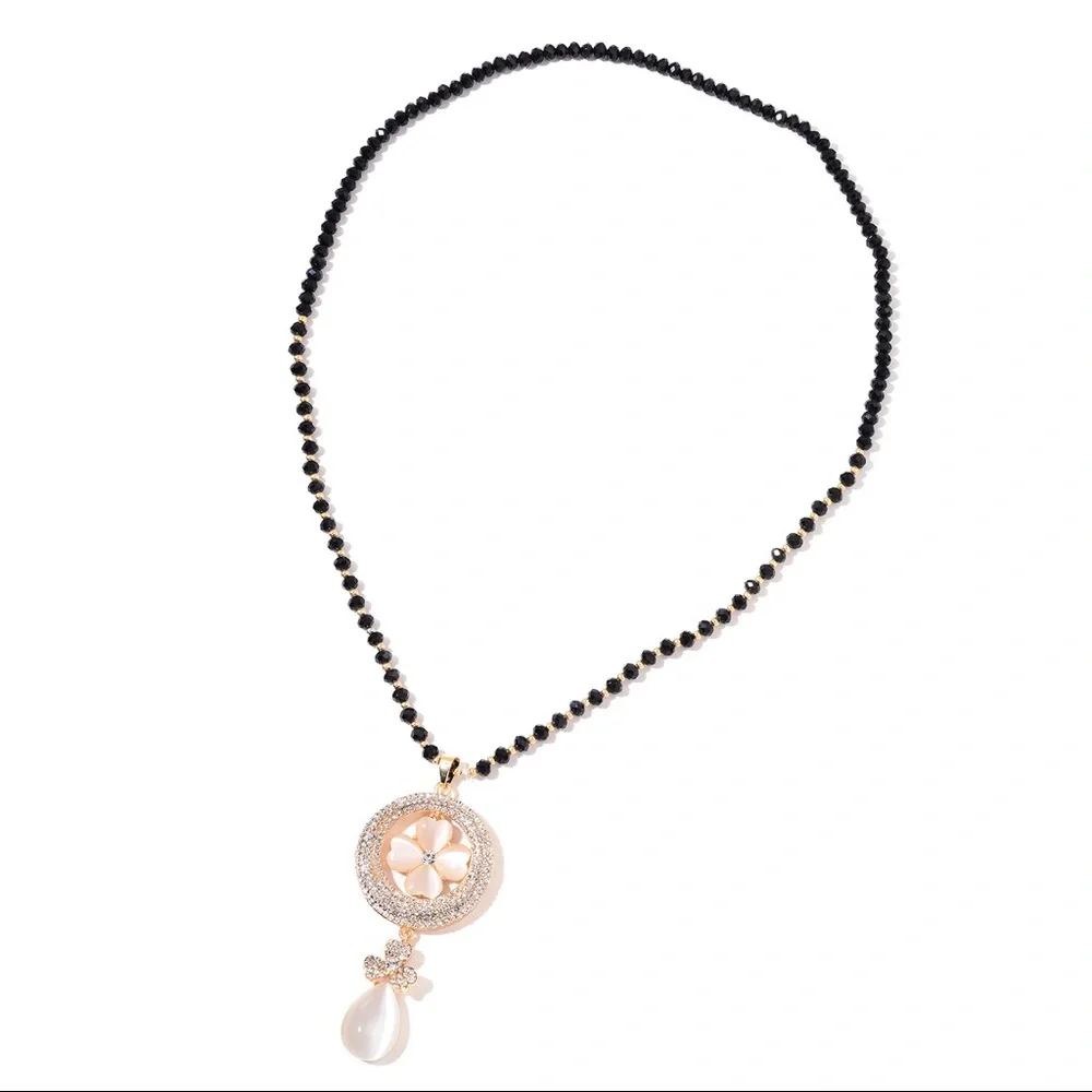 Black Chroma, Austrian Crystal, Cat’s Eye Necklace